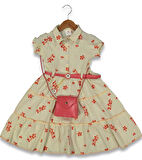 Kız Çocuk Çiçekli Baskılı Valonlu Elbise BGL-ST04445