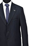 Erkek Lacivert Armürlü 4 Drop Çift Yırtmaçlı Takım Elbise BGL-ST04567