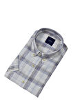 Erkek Klasik Ekose Kısa Kol Gömlek Pamuk Keten 9339 BGL-ST04586