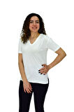 Kadın Yarım Kol V Yaka Likralı Tişöt  BGL-ST04651