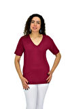 Kadın Yarım Kol V Yaka Likralı Tişöt  BGL-ST04651