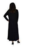 Kadın Siyah Uzun Kol Likralı Viskon Elbise BGL-ST04674