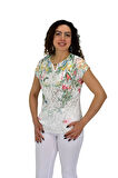 Kadın Kısa Kol Baskılı Bluz BGL-ST04691