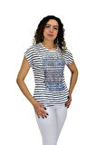 Kadın Kısa Kol Baskılı Bluz BGL-ST04696