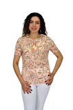 Kadın Kısa Kol Baskılı Bluz BGL-ST04703