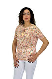 Kadın Kısa Kol Baskılı Bluz BGL-ST04703