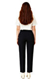 Kadın Siyah Beli Lastikli Cepli Pantolon BGL-ST04789