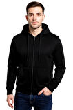 Erkek Kapüşonlu Fermuarlı Siyah Sweatshirt BGL-ST04790