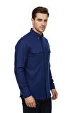 Erkek Kışlık Slim Fitt Uzun Kol Çift Cep Kapak Gömlek 2414 BGL-ST04797