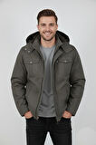 Erkek Kapüşonlu Kanvas Spor Mont M2635 BGL-ST04916