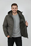 Erkek Kapüşonlu Kanvas Spor Mont M2635 BGL-ST04916