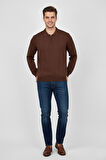 Erkek Polo Yaka Fermuarlı Triko Kazak Regular Fit  7019 BGL-ST04922