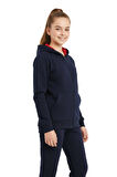 Lacivert Fermuarlı Kapüşonlu Cepli Kız Erkek Sweatshirt BGL-ST05000