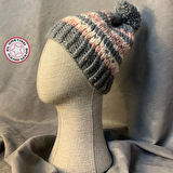 Uretti - Nurten 4514 El Yapımı Ponpon Detaylı Yün Kadın Bere - Gri