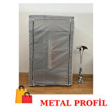Bez Dolap Metal Profilli Tek Yandan Raflı Yeni Tasarım GRİ 