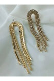 ZİRKON SARKIT METAL GOLD KÜPE
