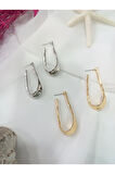 HALKA KIVRIMLI EĞİMLİ METAL GOLD KÜPE