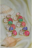 REÇİNE ÜÇLÜ METAL GOLD PEMBE KÜPE