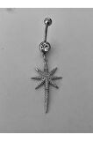 Paslanmaz Çelik Romantik Yıldız Kadın Göbek Piercing Zirkon Taşlı
