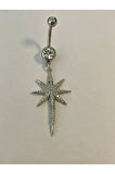 Paslanmaz Çelik Romantik Yıldız Kadın Göbek Piercing Zirkon Taşlı