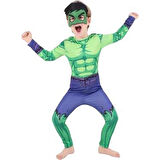 Baskılı Hulk Erkek Çocuk Kostümü, Maskesi ile..