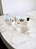 Marble Kırık Beyaz Beton Banyo Seti Tuvalet Wc Sıvı Sabunluk Diş Fırçalığı Beton Aksesuar Takım