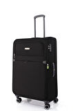 04PC6000 3'LÜ SET Ultra Light Hafif Lüx Kumaş Tekerlekli Valiz Siyah