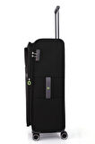 04PC6000 3'LÜ SET Ultra Light Hafif Lüx Kumaş Tekerlekli Valiz Siyah