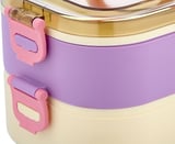 Modern Tasarım Çift Katlı Sefer Tası, 1300ML Kapasiteli, Paslanmaz Çelik SUS304, BPA İçermeyen, Vakumlu Kapaklı, Mavi ve Krem Renkli, Bölmeli Öğle Yemeği Kutusu, Beslenme Kabı, Lunch Box (Mor)