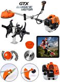 Wacker Pro Germany VTEC Seri Motor 14 HP Yan Tipi Ot Çim Çalı Biçme Tırpanı + Akrobat Çapa Aparatı