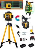 Eisenn 12 Köşe Kumandalı Mıknatıslı Artı Lazer Terazi Distomat Yeşil Çizgi 2 Akülü 360 Derece + 1.5 Mt Tripod Ayak 40 Mt Menzil 