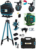 Eisenn Germany Otomatik Hizalamalı 360 Derece Yeşil Lazer Çizgi Terazi 12 Köşe 2 Akülü Tripod Ayak Hediyeli
