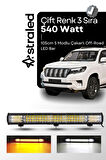 540Watt 105 Cm 5 Modlu Çift Renk 3 Sıra ATV Offroad Tekne Aydınlatma LED Bar Lamba