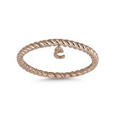 Altın Rose Renk Minimal C Yüzük 
