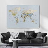 Harita Sepeti Dünya Haritası Kanvas Tablo Ülke Başkent Detaylı ve Dekoratif 2597