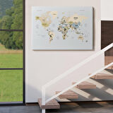 Harita Sepeti Dünya Haritası Kanvas Tablo Ülke Başkent Detaylı ve Dekoratif 2597
