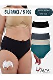 Kadın Büyük Beden Külot Full Brief (5XL, 6XL, 7XL) 5 Farklı Renk 1 Pakette