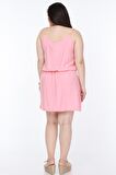 Pembe Askılı Büyük Beden Elbise 25A-1102