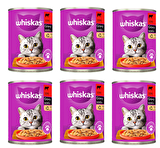 Whiskas Sığır Etli 400 gr 6'lı Yetişkin Kedi Konservesi