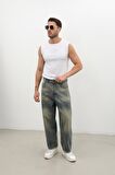 Erkek Skater Fit Jean Pantolon Tint Yeşil