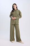 DeFacto Bürümcük Pantolon Straight Fit Beli Lastikli Basic Düz Geniş Bol Paça D7522AX24AUKH82