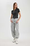 DeFacto Jogger Fit Yüksek Bel Bilek Boy Jean Yıkamalı Pantolon C1319AX24SPNM55