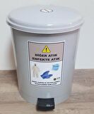 Eldiven Maske Tek Kullanımlık Önlük Atık Kovası 25 lt Gri Pedallı İç Kovalı