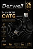 25 METRE CAT6 Dış Mekan Outdoor Ethernet Kablosu 23 AWG 0.57mm Kalın Saf Bakır İnternet Ağ Kablosu Yüksek Hızlı Veri İletimi Su Geçirmez UV Korumalı Dayanıklı Siyah Modem Router Switch Patch Kablo
