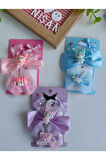 Kuromi & My Melody & Cinnamoroll Saten Simli Fiyonk Pens Toka