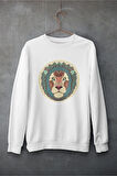 Tasarım Aslan Baskılı Unisex Oversize Lion Sweatshirt