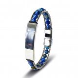 Erkek İsim Yazılabilir Çelik Halat Ve Doğal taş Bileklik