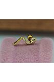 Paslanmaz Kararmaz Cerrahi Çelik Yılan Tragus, Kıkırdak, Helix 8mm Piercing (İKİ TARAFLI AÇILABİLİR) ALTIN Renk Tek Ebat Beden