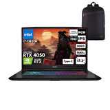 MSI Katana 17 i7-13620H 32-GBDDR5 512 GBSSD RTX4050 (8GB-105W) 17.3" FHD 144Hz Freedos + HMF Sırt Çantası B13VEK-1035XTRHMF17