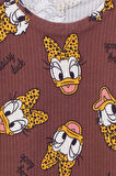 Daisy Duck Desenli Kısa Kollu Çocuk Pijama Takımı (Papatya Ördeği)